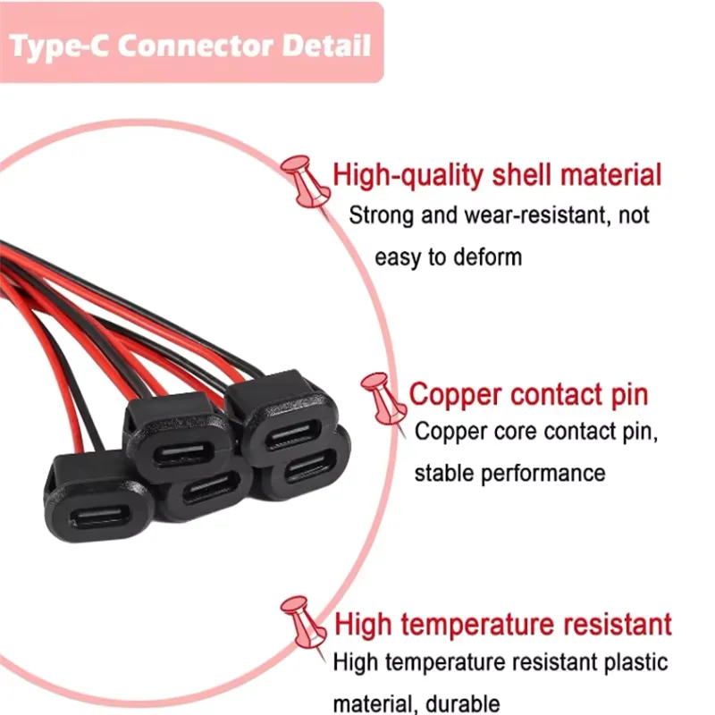1/5PCS Type-C Female 2Pin USB Connector Type-C with Female S