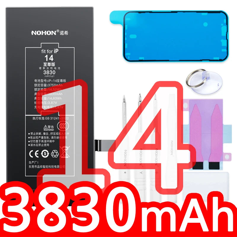 NOHON High Capacity Phone Battery for iPhone 13 13Pro 12 Pro 11 X XR XS 12Mini 13PM 15Pro MAX 14 SE SE2 SE3 Replacement Bateria