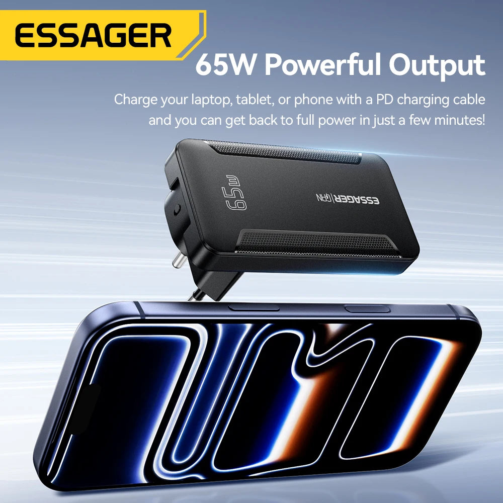 Essager Ultra Thin 65W GaN pro Travel Charger Quick Charge 4