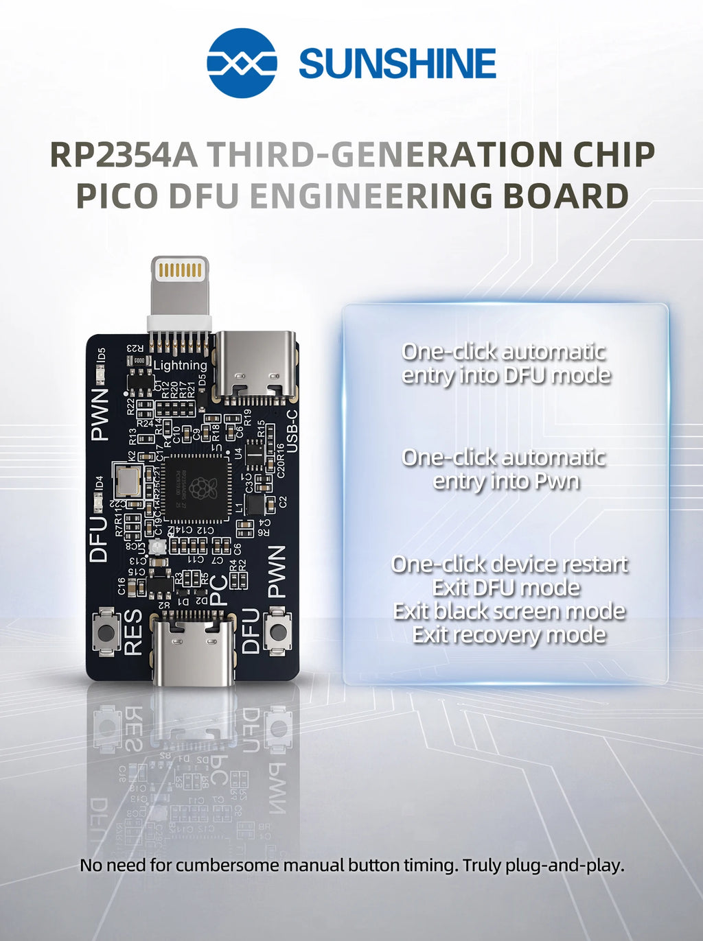 SUNSHINE RP2354A Pico DFU Engineering Board 3rd Gen Chip Dua