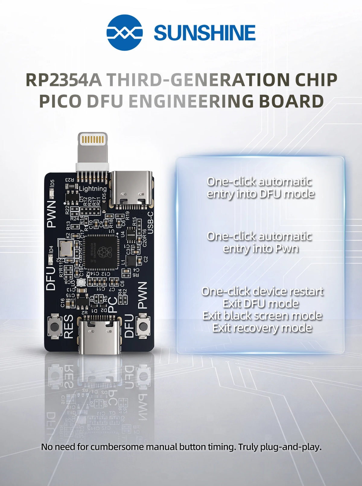 SUNSHINE RP2354A Pico DFU Engineering Board 3rd Gen Chip Dua