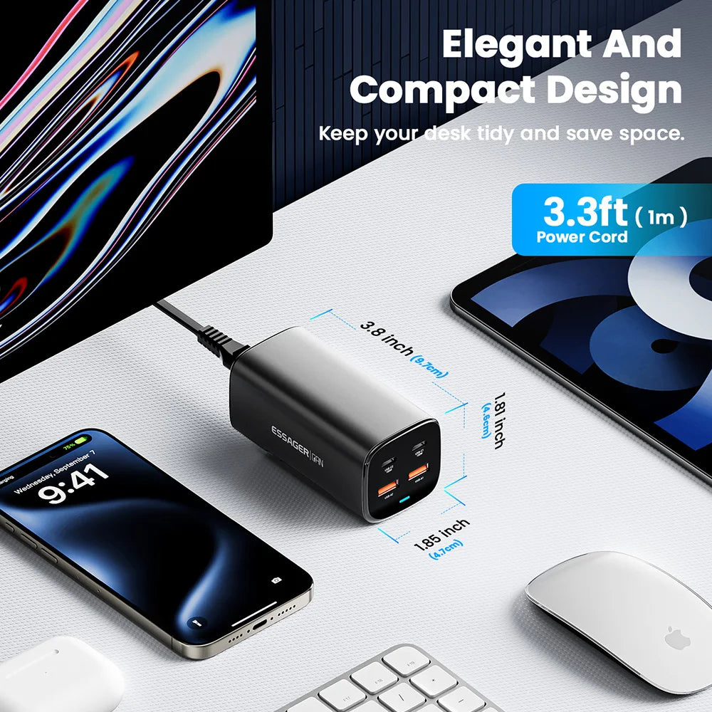 Essager 100W GaN Charger Desktop Laptop Fast Charger 65W 4 i