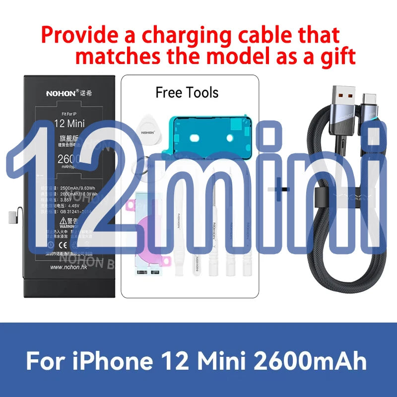 NOHON phone Battery For Apple iPhone 6 7 8 X XR XS 11 12 13 Mini Max Pro Promax High Capacity Replacement Bateria Warranty