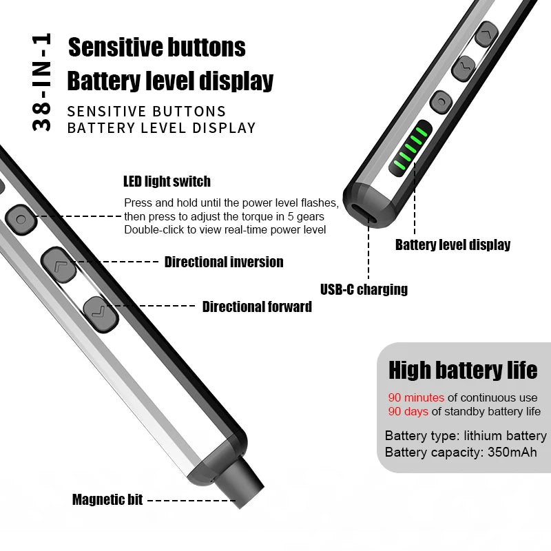 Electric Screwdriver Set Precision Power Tool Kit Rechargeab
