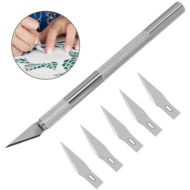 1/2/3/4/5/6 Set Non-Slip Metal Scalpel Knife Tools Kit Cutte