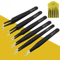 6pcs anti-static stainless steel tweezers set repair repair 