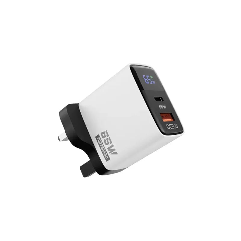 New 65W Fast Charger PD QC3.0 USB Type C 2Port Wall Cell Phone Charger With Digital Display Adapter For iPhone Samsung Huawei
