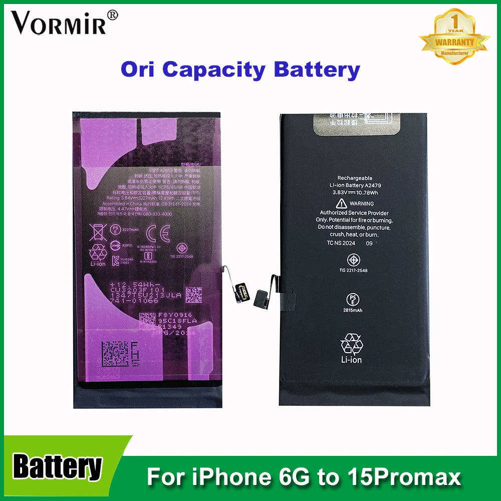 2pcs/lot Vormir Battery For iPhone 15Pro 14 13 12mini 11 X X