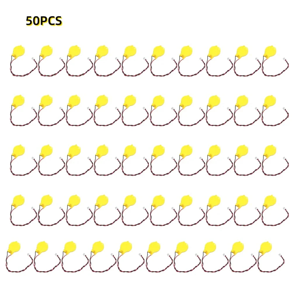 2-50Pcs CR2032 3V Lithium Battery With 2Pin 1.25mm Wire Connector For Laptop Motherboard BIOS CMOS Replacement