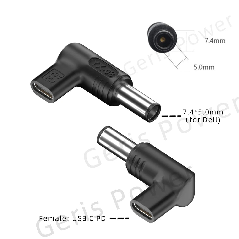 65W 90W 100W USB Type C PD to DC 4.5x3.0 7.4x5.0 4.0x1.35 5.5x2.5 5.5x1.7 3.0x1.1mm Laptop Charger Converter for Lenovo Asus Hp