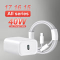 PD 40W Charger USB C Fast Charging Cable For iPhone 17 16 15