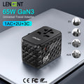 LENCENT 65W GaN Universal Travel Adapter with 2 USB 3 Type C