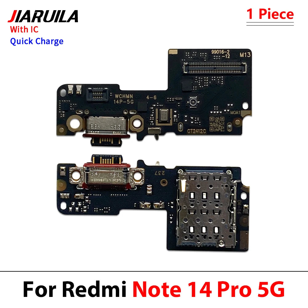 NEW For Xiaomi Redmi Note 14 5G 4G 14 Pro Plus USB Charger Connector Charging Port Micro Board Main LCD Flex Cable Replacement