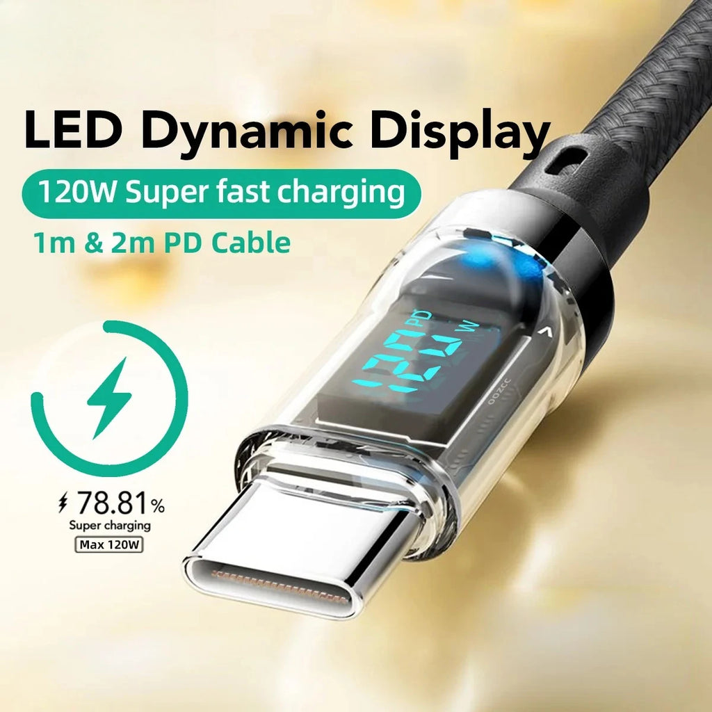 240W 120W LCD Power Display USB A to Lightning Cable Fast Ch