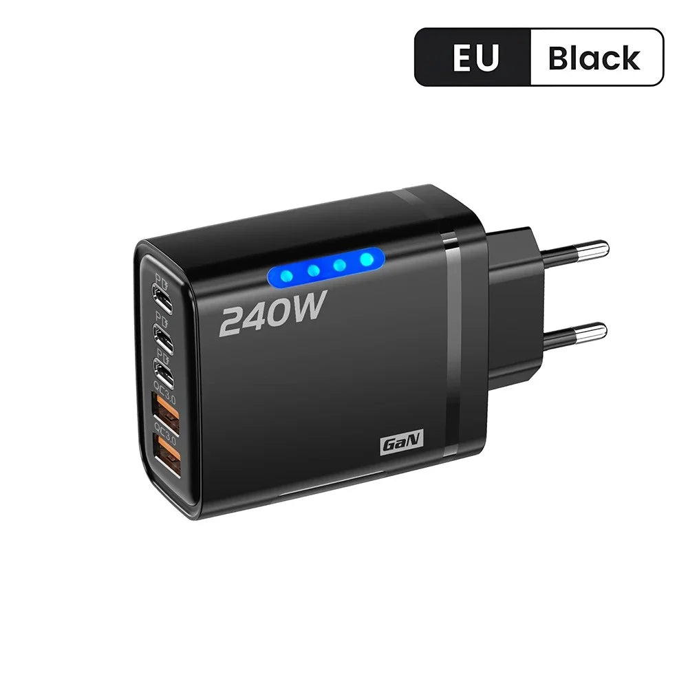 5 Ports USB PD Charger Type C Quick Charge Fast Charging Wall Adapter LED Display For iPhone 16 Samsung Xiaomi Huawei EU US UK