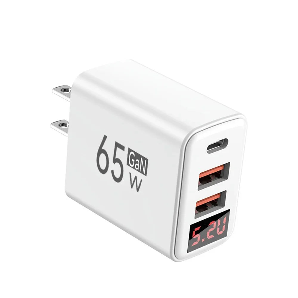 65W USB Type C Charger Quick Charge EU/US Plug Wall Charger For iPhone Samsung Xiaomi 3 Port Fast Charging Phone Charger Adapter