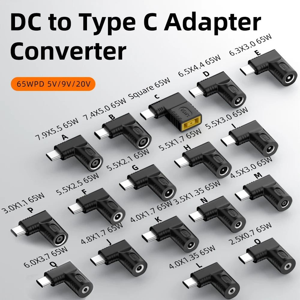 65W DC to USB C PD Power Adapter Converter 5.5X2.5 7.4X5.0 4