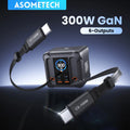 ASOMETECH 300W GaN USB Charger Station LED Display Retractab