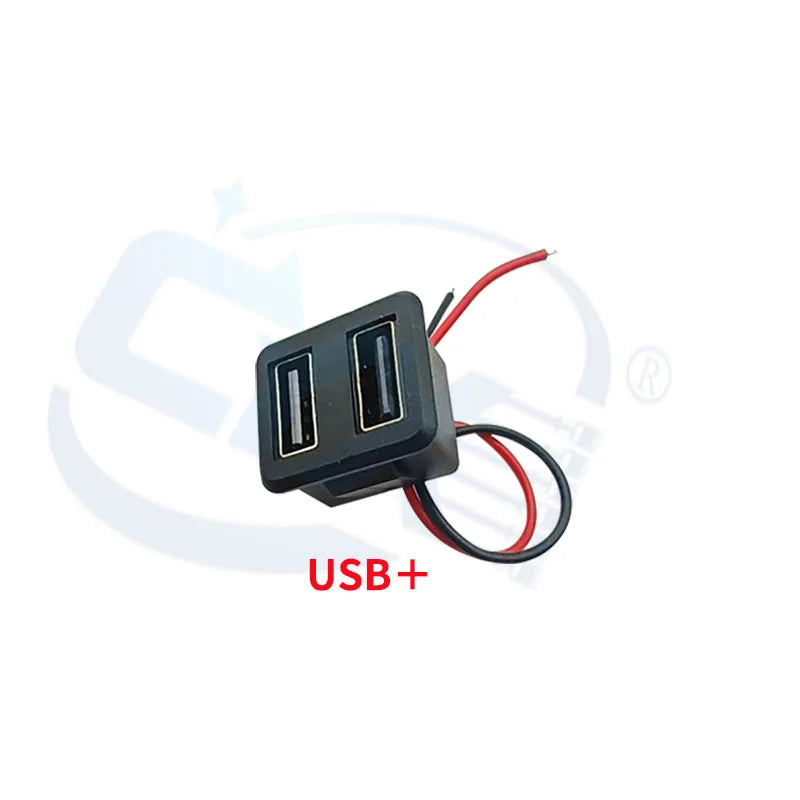 USB 2.0 Connector Female Socket Dual Layer Type C and USB Power Socket Interface with Cable Charging Car Soldering Plug