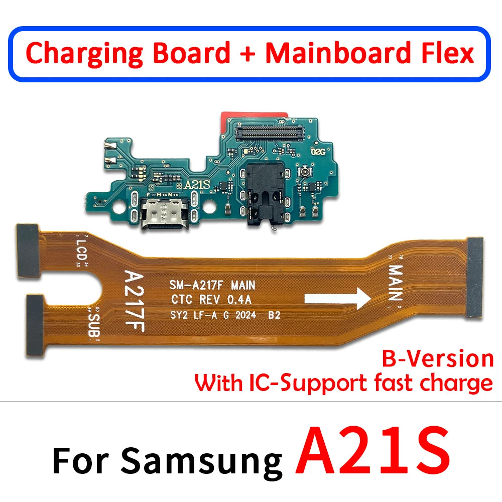 For Samsung A21S A31 A41 A51 A70 A71 USB Charging Port Mic Microphone Connector Main Motherboard LCD Flex Cable Replacement