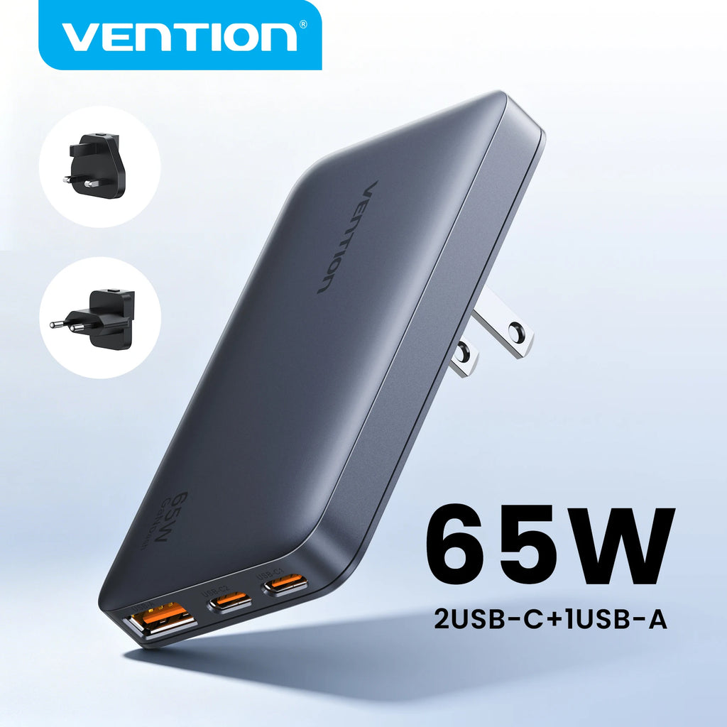 Vention 65W GaN Charger PD3.0 PPS QC4+ USB C Portable Travel