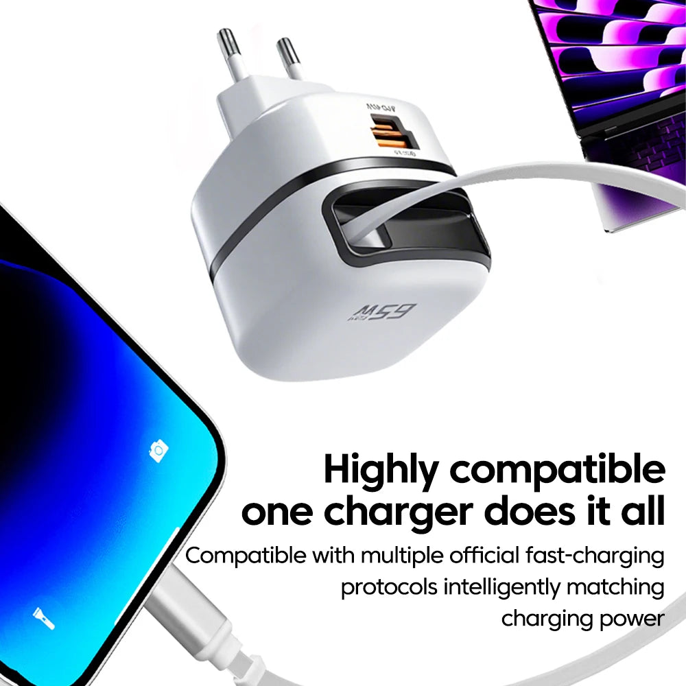 Elough 65W USB Type C Phone Charger Universal Travel Adapter