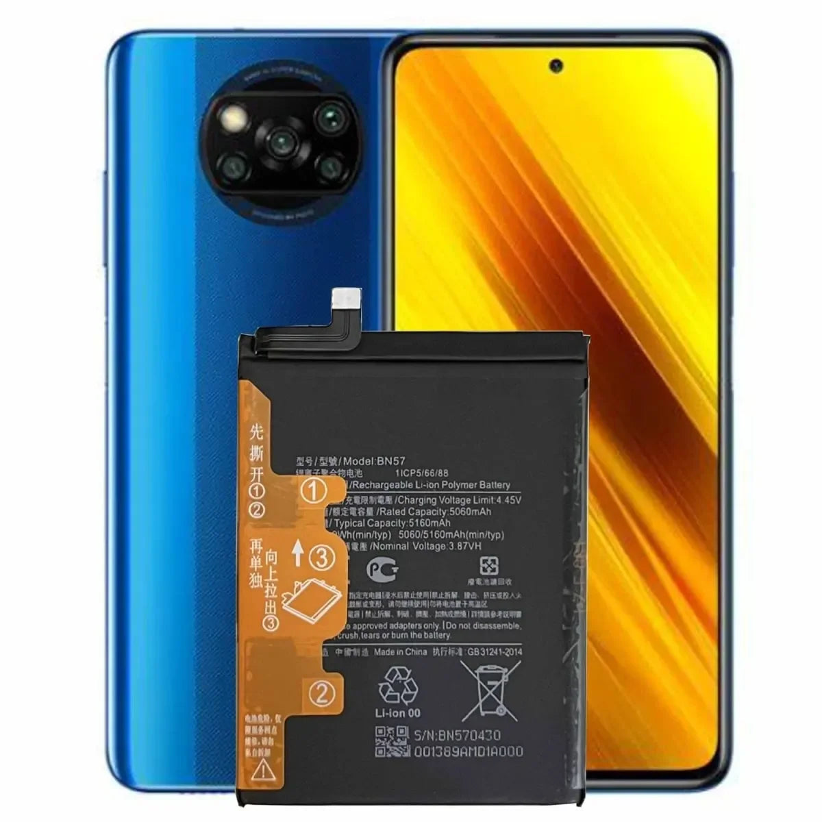100% High Capacity BN57 Battery For XIAOMI POCO X3 NFC/ POCO