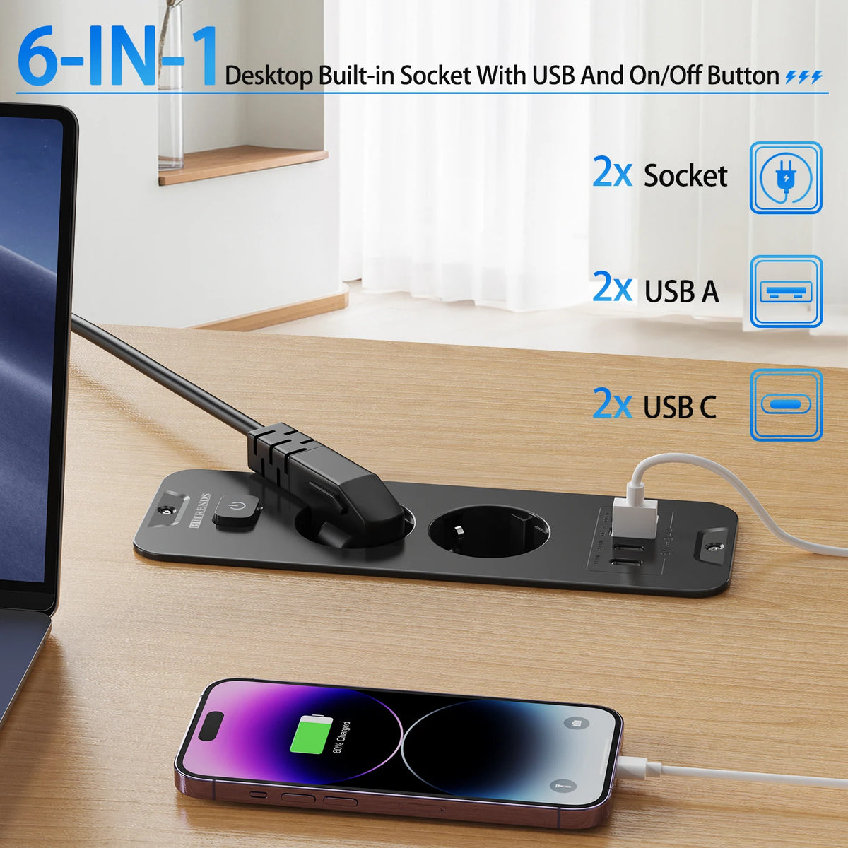 EU Plug Desktop Built-in Power Board 2/3 AC Power Socket 2 U
