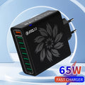 8 in 1 USB QC 5.0 Charger Fast Charging EU/US/KR Plug 65W Qu