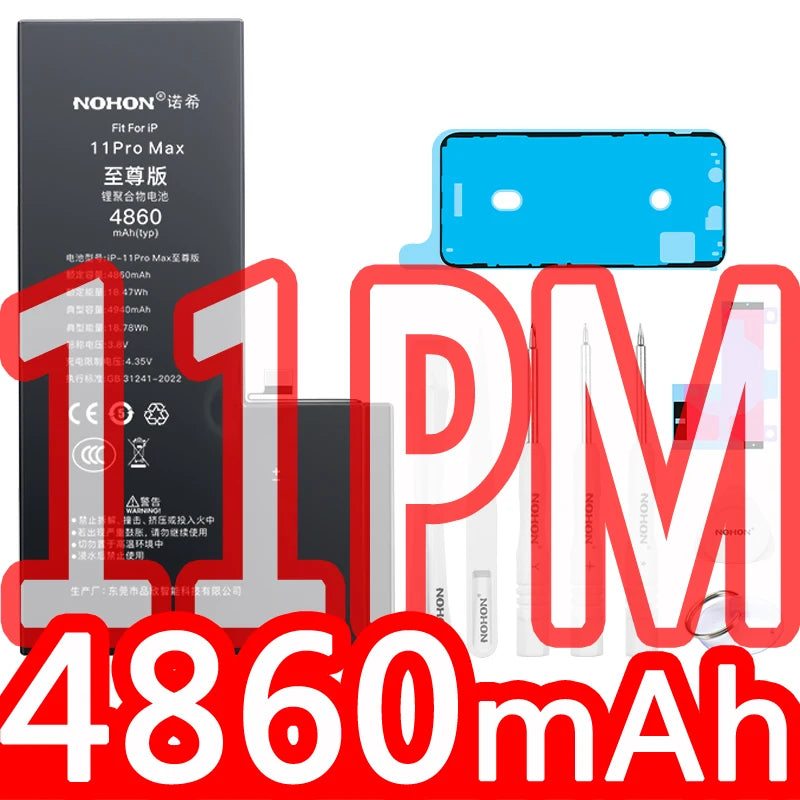 NOHON High Capacity Phone Battery for iPhone 13 13Pro 12 Pro 11 X XR XS 12Mini 13PM 15Pro MAX 14 SE SE2 SE3 Replacement Bateria