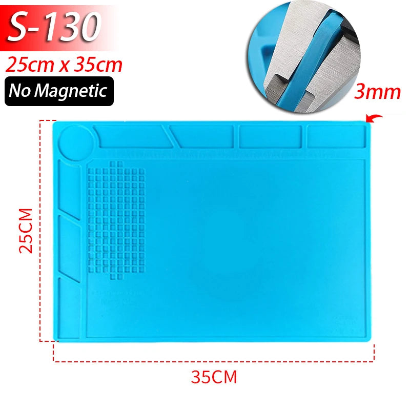 Soldering Station Mat Silicone Work Mat Heat Resistant 932 F Anti-Static Magnetic Mat for Electronic Phone Laptop Watch Repair