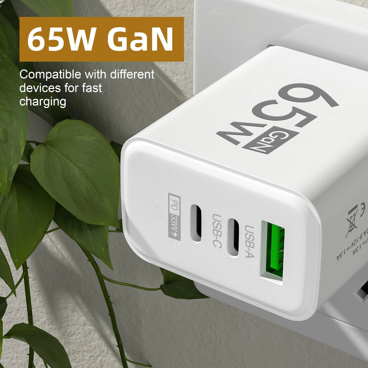 GaN PD 65W USB High Speed Charger For iPhone Samsung Huawei 