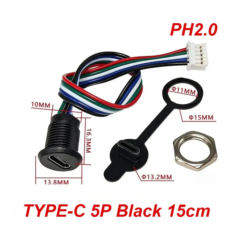 1/5PC 2/4/5Pin USB Type C Connector Type-C Female Socket Wit