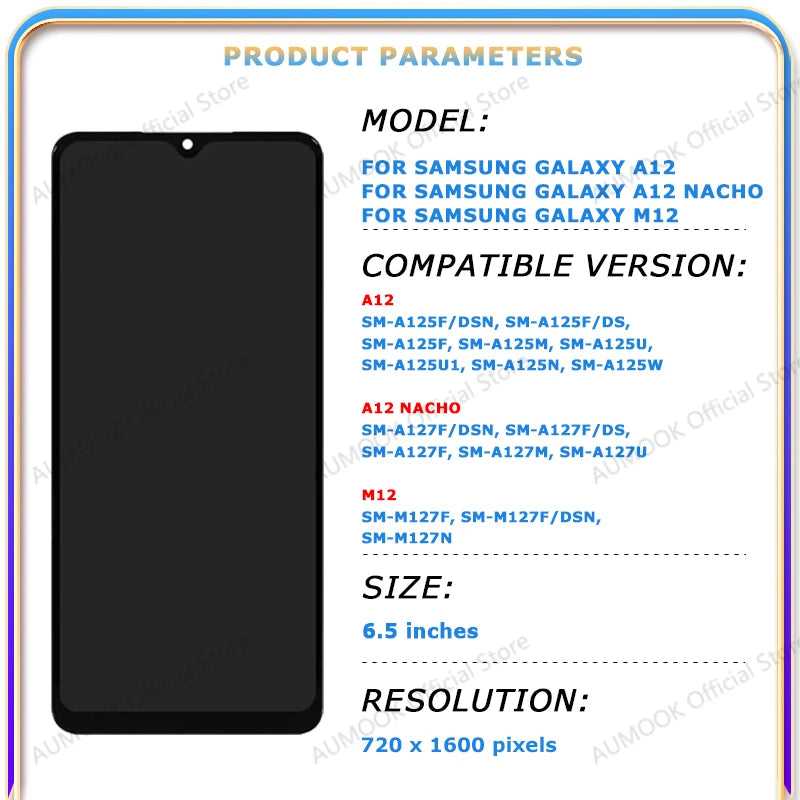 6.5 LCD Display For Samsung Galaxy A12 A125 A12 Nacho A127 M