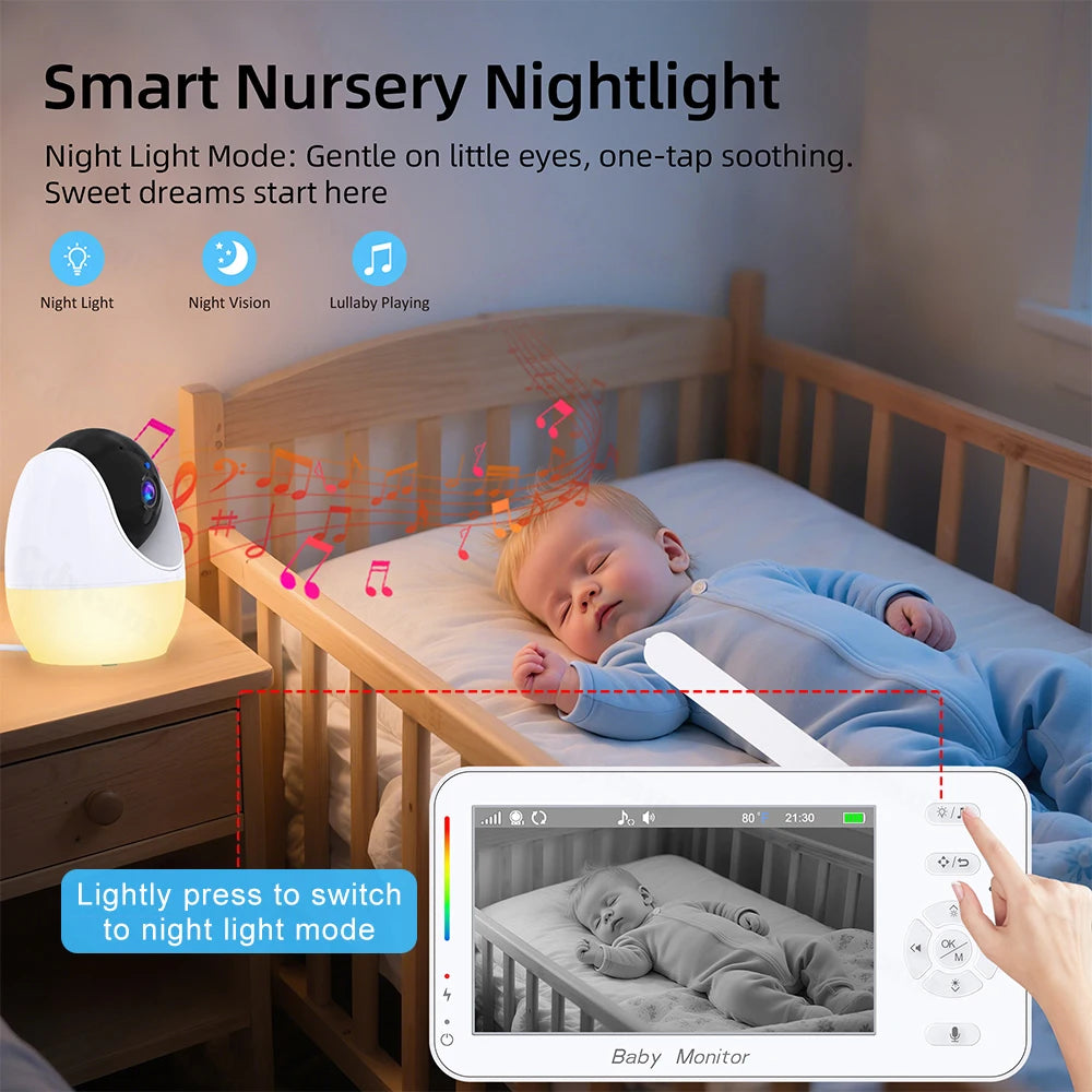 1080P HD WiFi Baby Monitor Phone APP Remote View 4.3 Nanny N