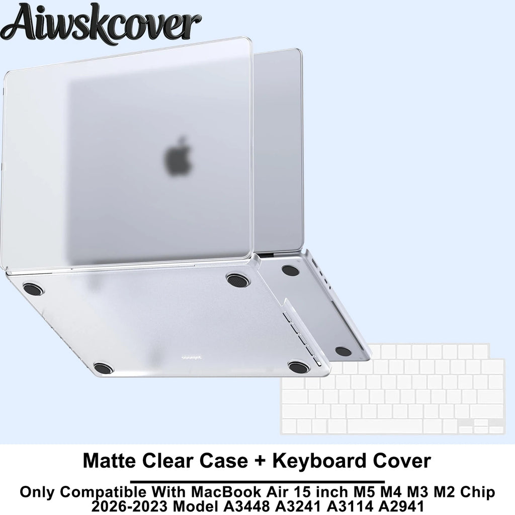 For MacBook Air 15 inch Case M5 M4 M3 M2 2026 2025-2023 Hard Shell Laptop Cover With Keyboard CoverModel A3448 A3241 A3114 A2941