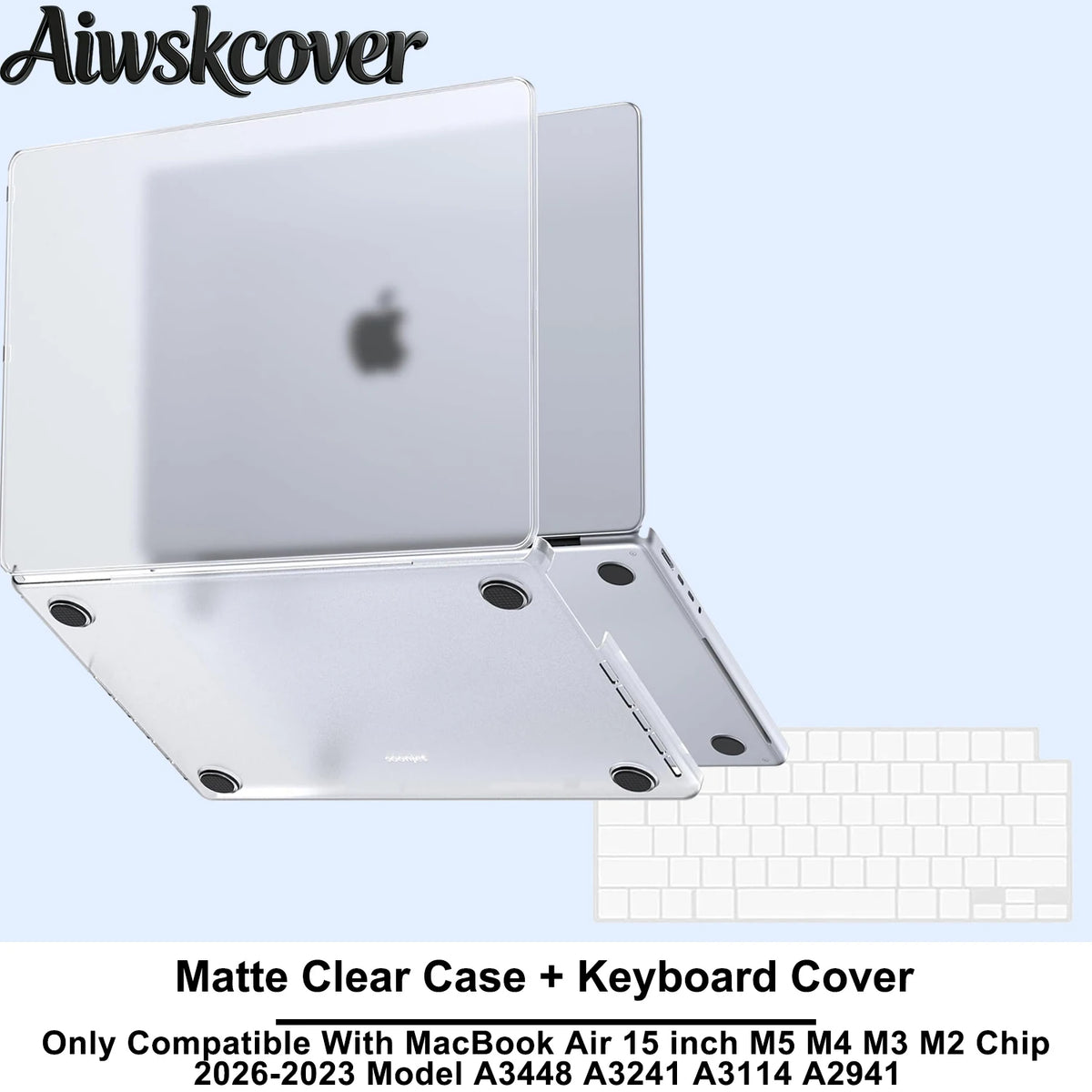 For MacBook Air 15 inch Case M5 M4 M3 M2 2026 2025-2023 Hard Shell Laptop Cover With Keyboard CoverModel A3448 A3241 A3114 A2941