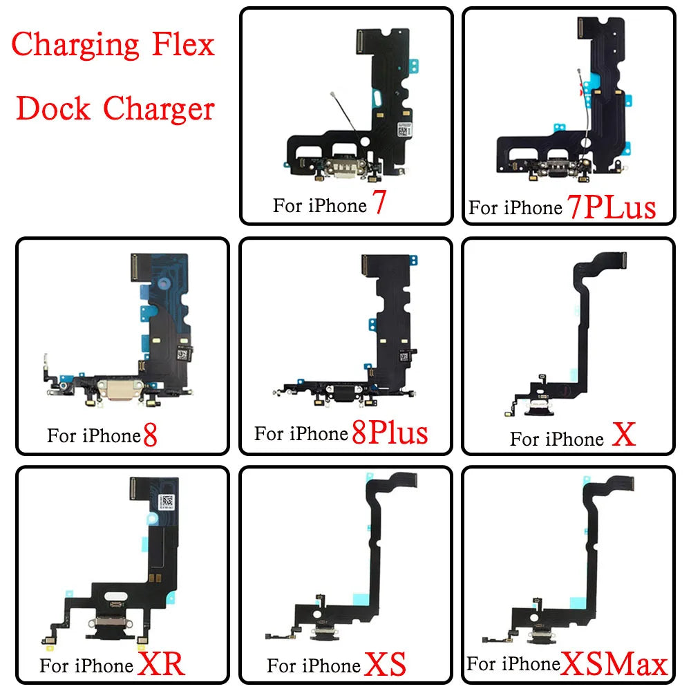 Charging Port Flex Cable For iPhone 7 8 Plus X XR XS Max Doc