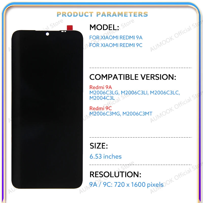 6.53 IPS LCD For Xiaomi Redmi 9A 9C LCD Display Touch Screen