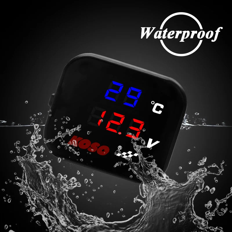 KOSO Water Temp Meter Voltmeter Gauge Motorcycle Phone USB C