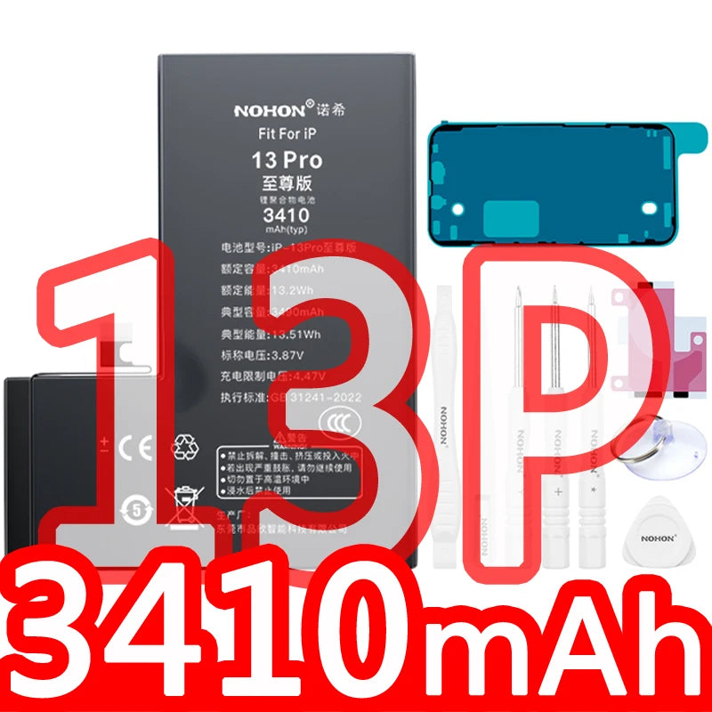 NOHON High Capacity Phone Battery for iPhone 13 13Pro 12 Pro 11 X XR XS 12Mini 13PM 15Pro MAX 14 SE SE2 SE3 Replacement Bateria
