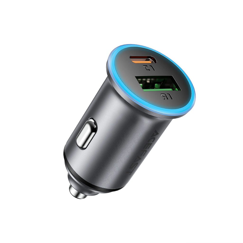 ACEFAST Metal Mini PD65W Fast Charging Car Charger For iPhone 16 Dual Port Quick Charging 12V/24V QC4.0 Car Adapter For Samsung