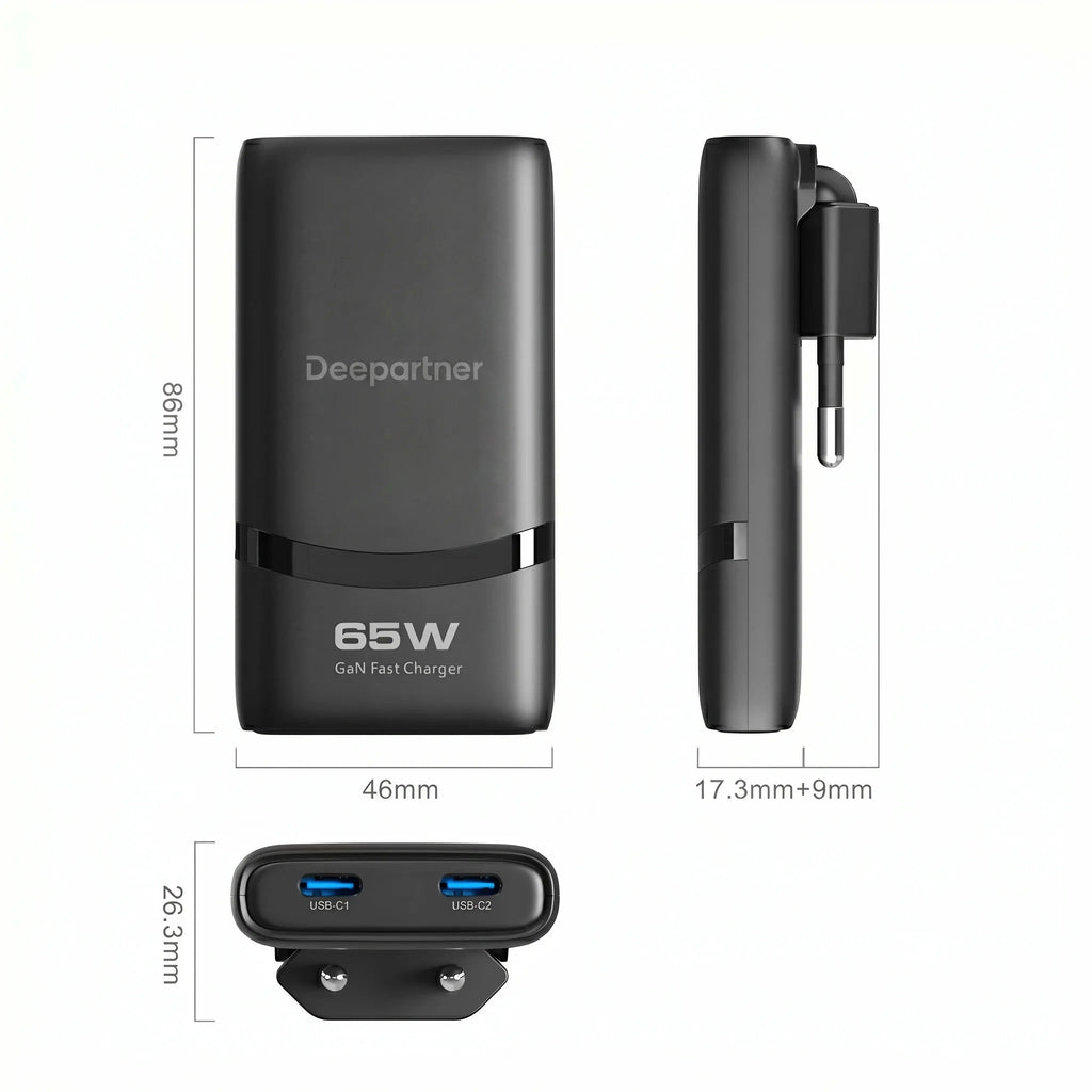 New Ultra-Slim Foldable Wall Charger (65W GaN) Supports USB-