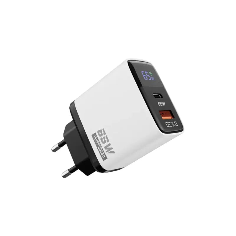 New 65W Fast Charger PD QC3.0 USB Type C 2Port Wall Cell Phone Charger With Digital Display Adapter For iPhone Samsung Huawei