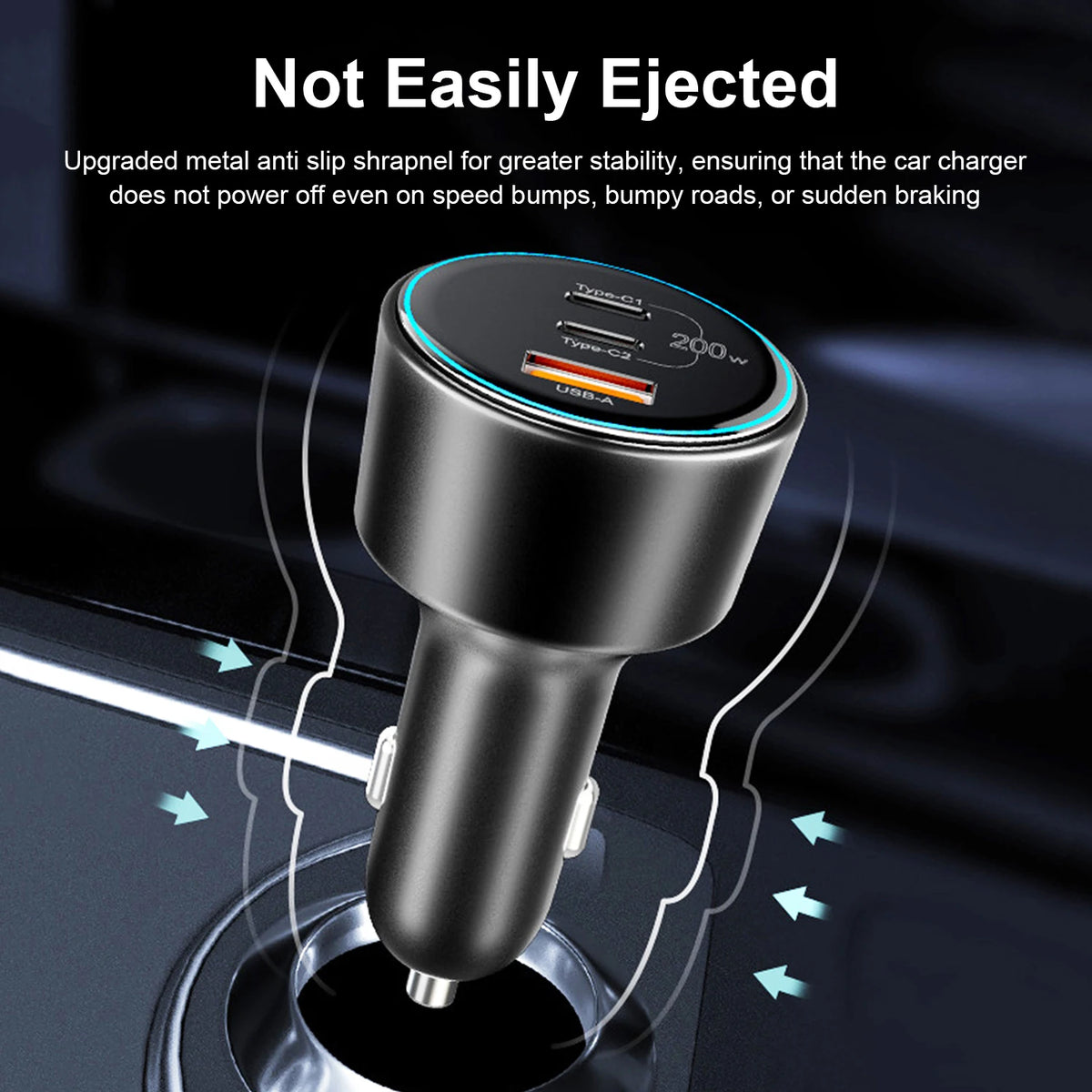 UHOMEBUY 200W Car Charger USB Type C Fast Charger 100W 65W 4