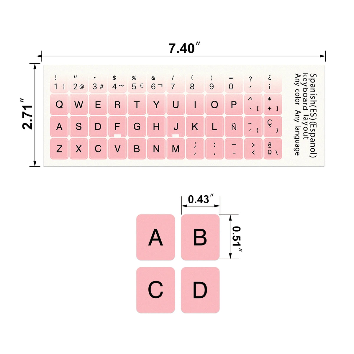 2pcs Spanish Popular Decorative Keyboard Stickers Durable Du