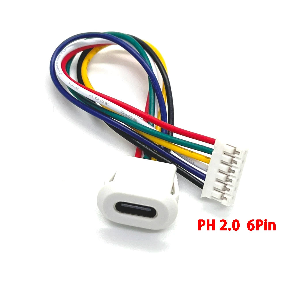 1pcs 6pin USB Type C Connector Type-C With Card Buckle Female 5A High Current Fast Charging Jack Port USB-C Charger Plug Socket