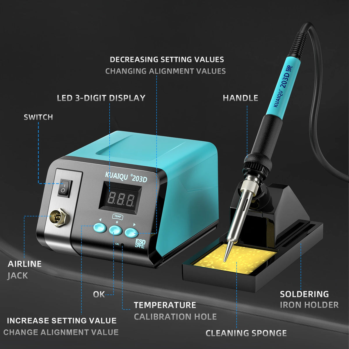 KUAIQU Digital/Knob Display Soldering Station 75W Adjustable