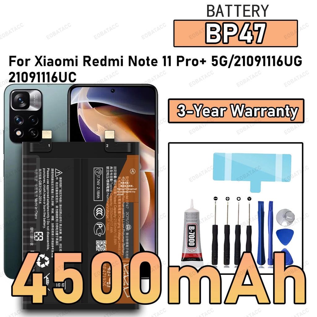 100% New High Quality BP47 Battery For XIAOMI Redmi Note 11 