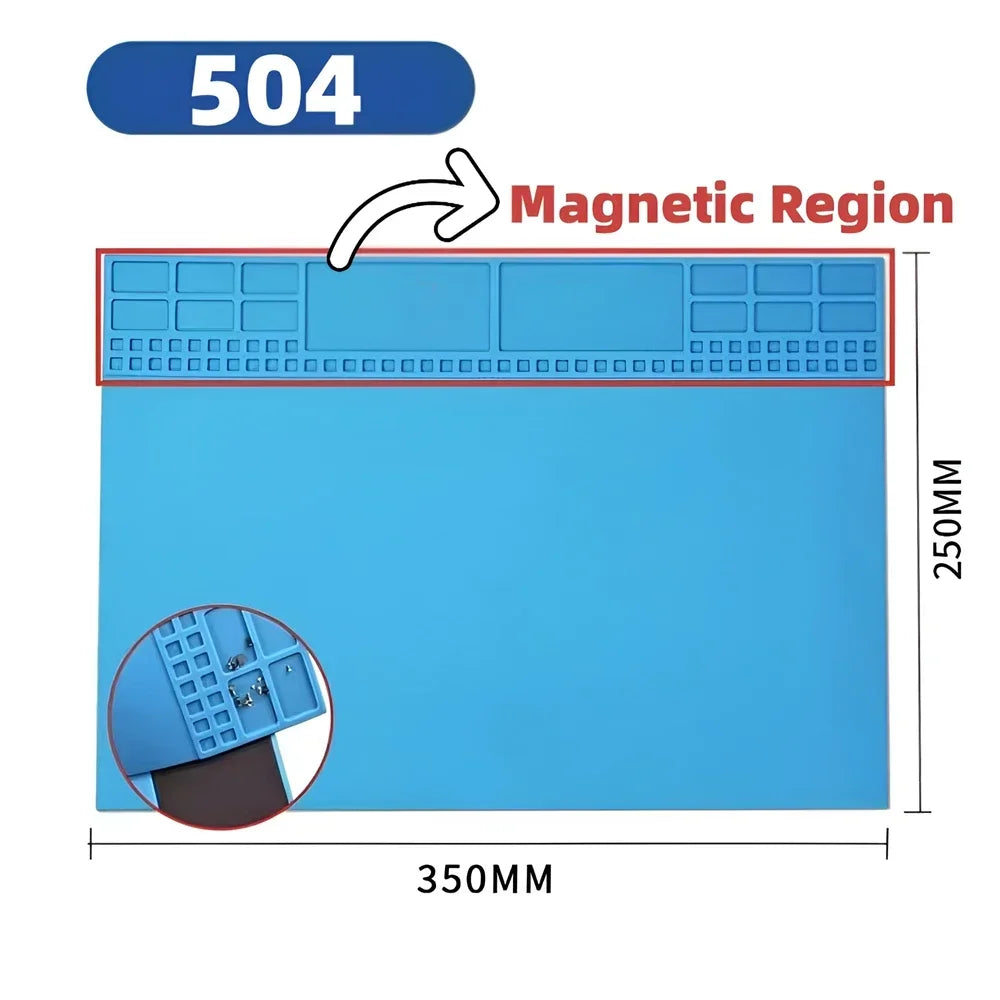 Magnetic Mat Silicone Repair Mat Circuit Board Soldering Pad Heat Resistant 932 F Anti-Static for ESD Iron Phone Repair